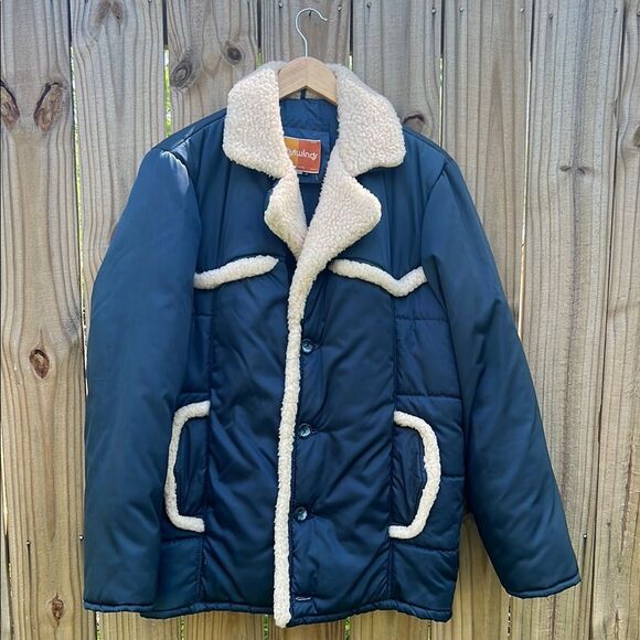 Westwinds Navy Blue Shearling-Lined Jacket 70s 80s Vintage Rare Winter Coat M - Picture 16 of 16